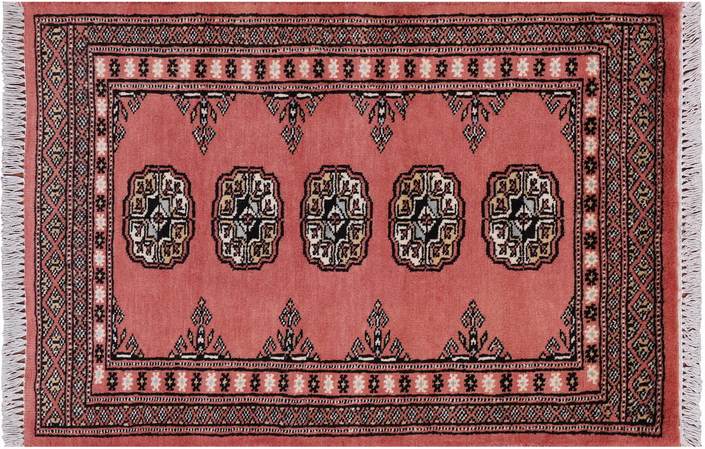 Pink 2' 0" X 3' 0" Silky Bokhara Hand Knotted Wool Rug - Q24362