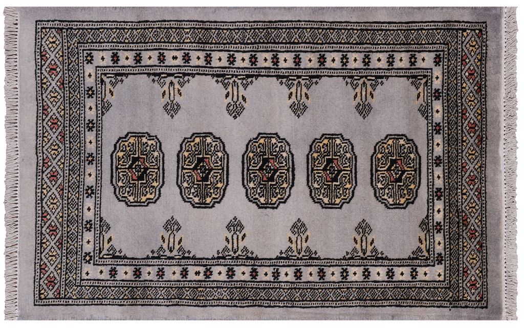 Grey 2' 0" X 3' 2" Silky Bokhara Handmade Wool Rug - Q24370