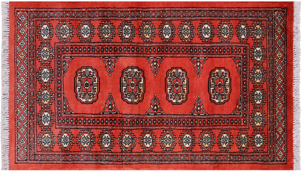 Orange 2' 6" X 4' 3" Silky Bokhara Handmade Wool Rug - Q24390