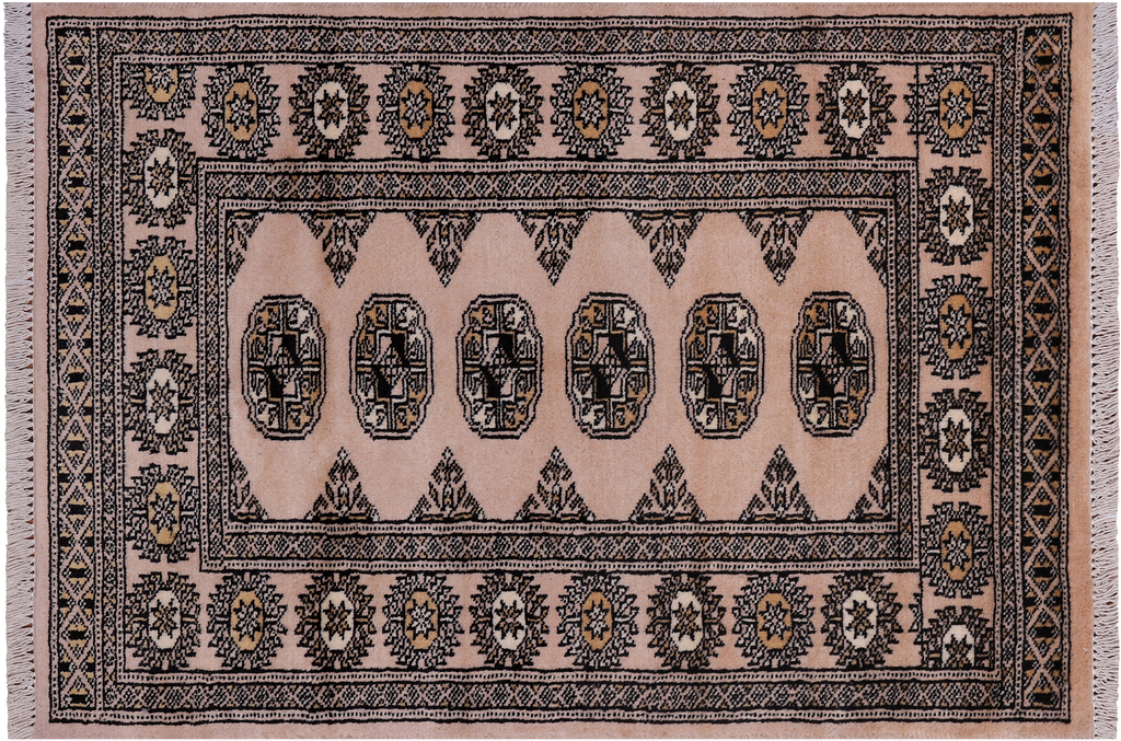 Ivory 2' 6" X 3' 10" Silky Bokhara Hand Knotted Wool Rug - Q24392