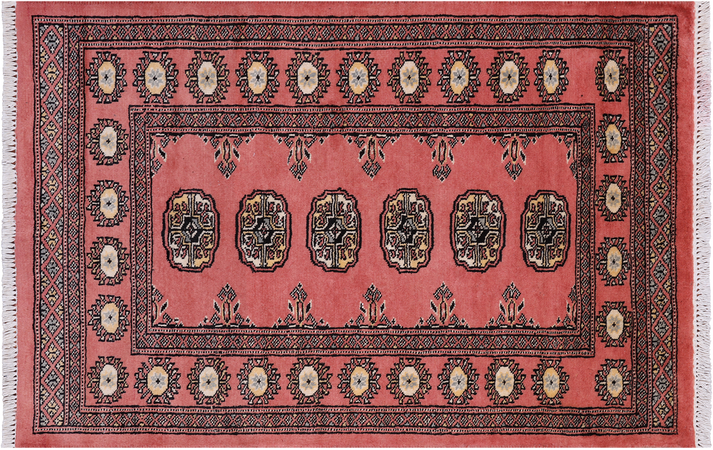 Pink 2' 8" X 4' 0" Silky Bokhara Handmade Wool Rug - Q24396