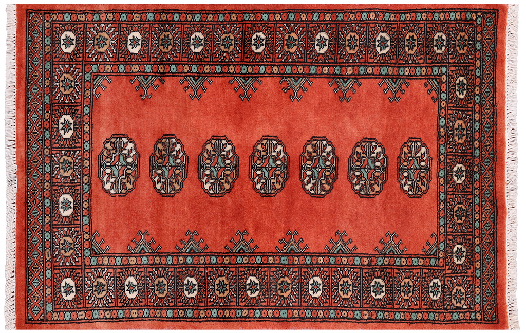 Orange 2' 7" X 3' 11" Silky Bokhara Handmade Wool Rug - Q24400