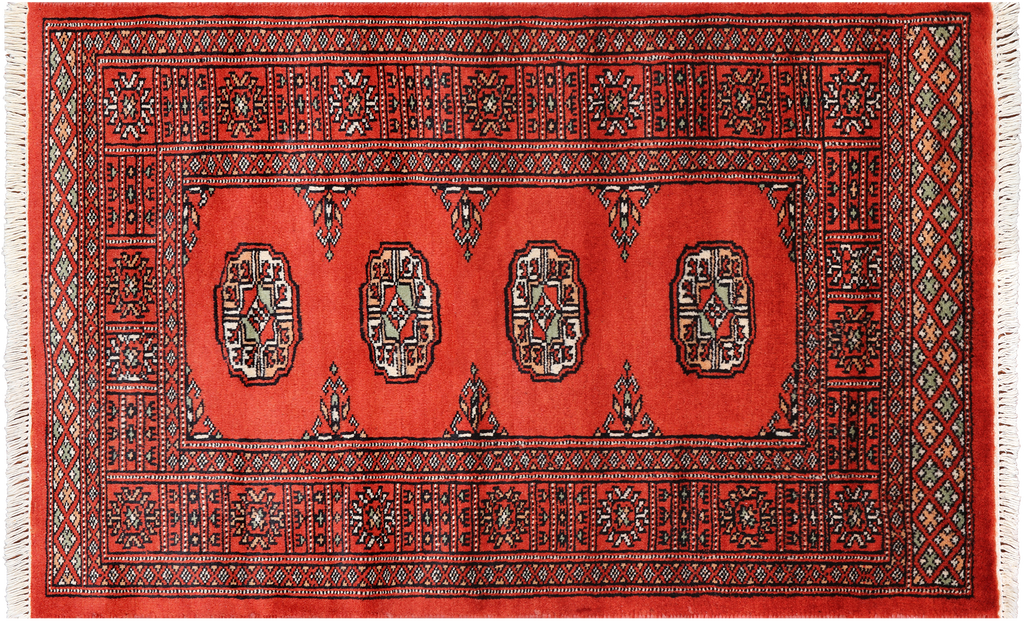 Orange 2' 6" X 3' 11" Silky Bokhara Handmade Wool Rug - Q24403