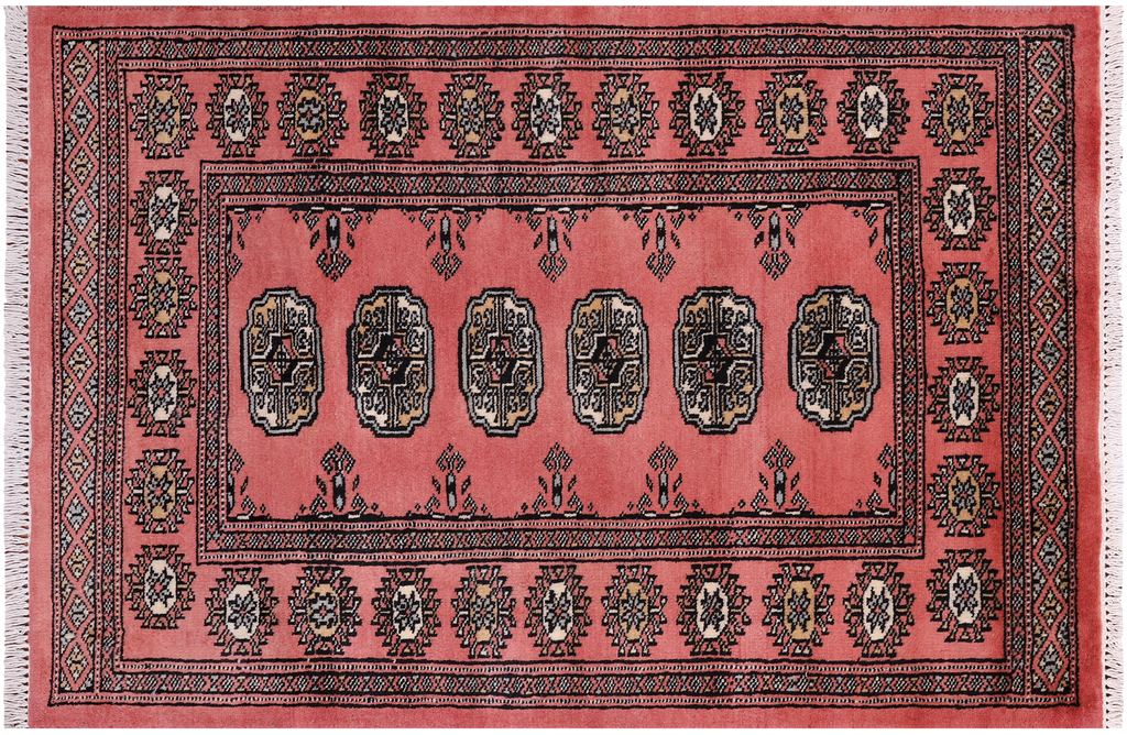 Pink 2' 6" X 3' 10" Silky Bokhara Handmade Wool Rug - Q24405