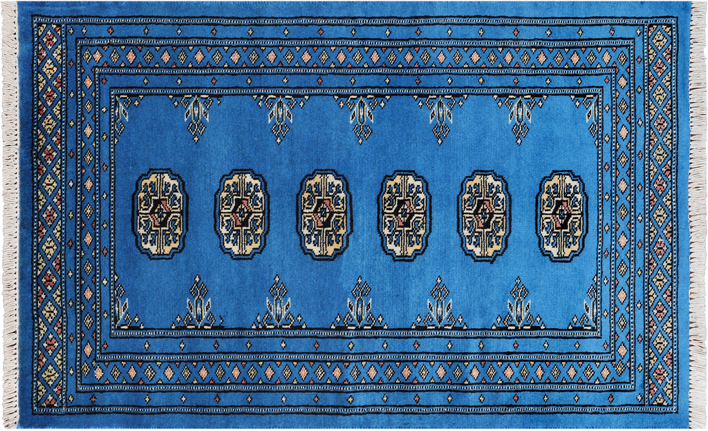 Blue 2' 6" X 4' 0" Silky Bokhara Handmade Wool Rug - Q24407