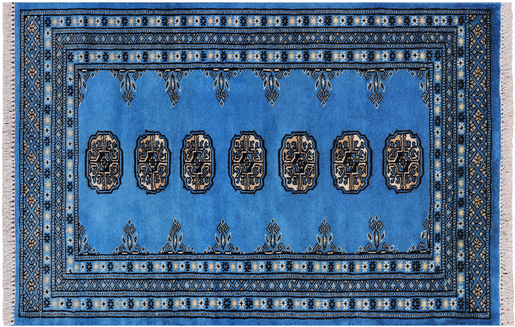 Blue 2' 7" X 3' 11" Silky Bokhara Handmade Wool Rug - Q24411