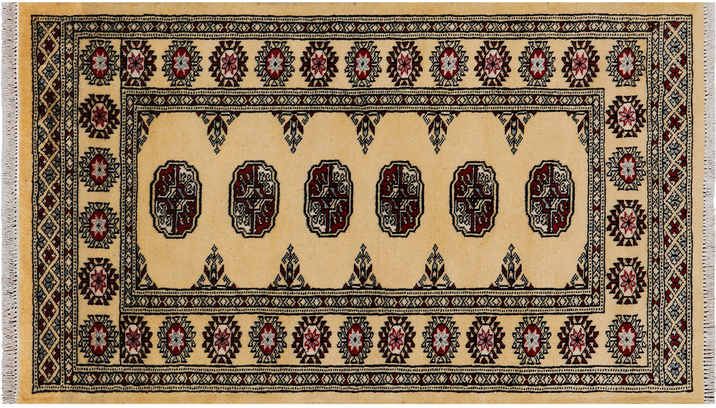 Gold 2' 8" X 4' 6" Silky Bokhara Hand-Knotted Wool Rug - Q24412