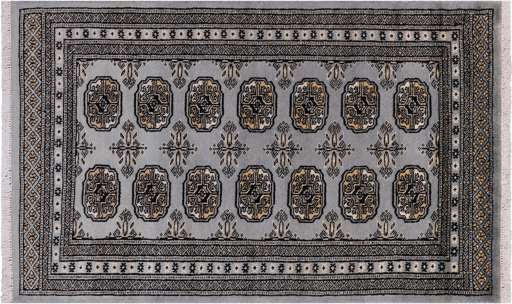 Grey 2' 6" X 4' 2" Silky Bokhara Handmade Wool Rug - Q24416