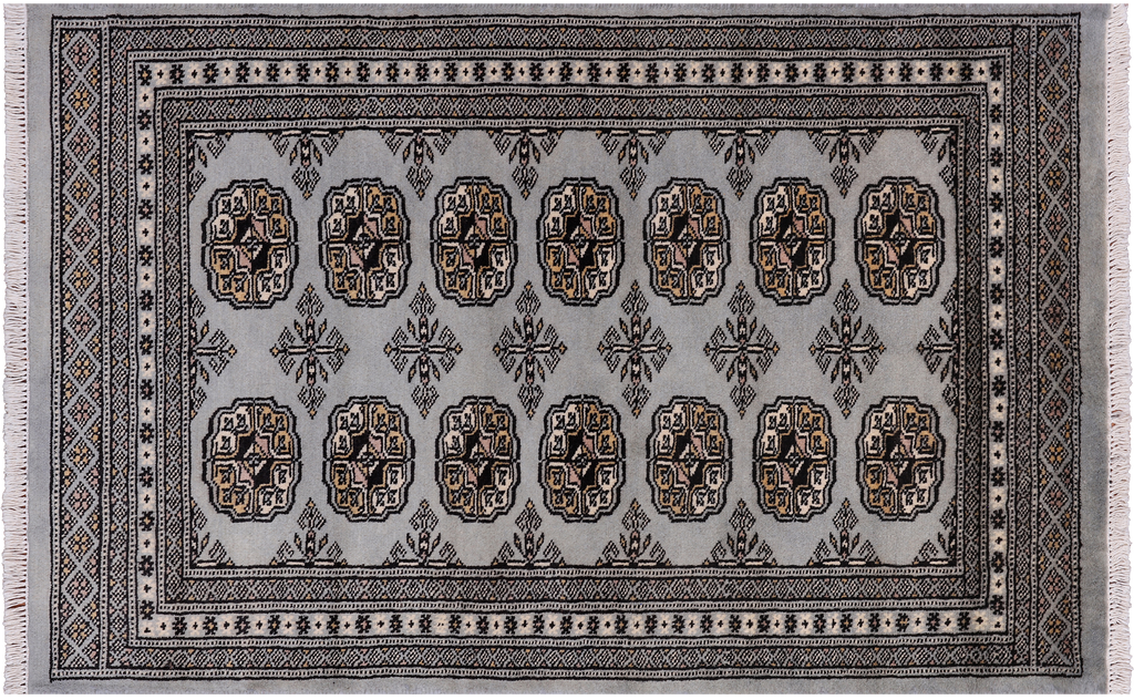 Grey 2' 7" X 4' 0" Silky Bokhara Handmade Wool Rug - Q24425