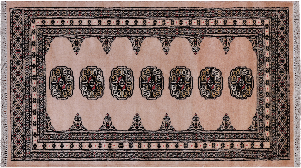 Ivory 2' 7" X 4' 4" Silky Bokhara Hand Knotted Wool Rug - Q24433