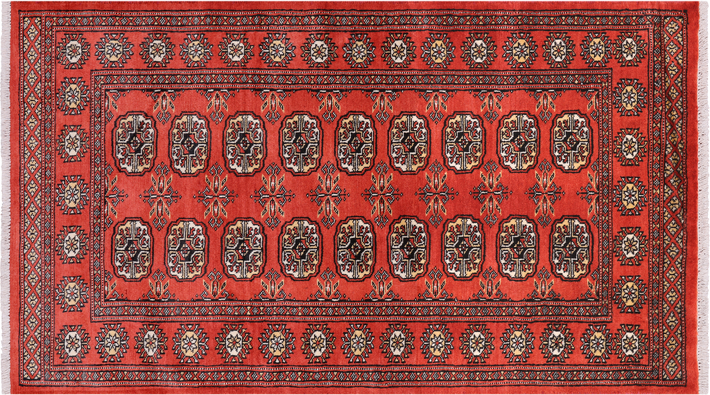 Rust 3' 1" X 5' 4" Silky Bokhara Hand-Knotted Wool Rug - Q24442