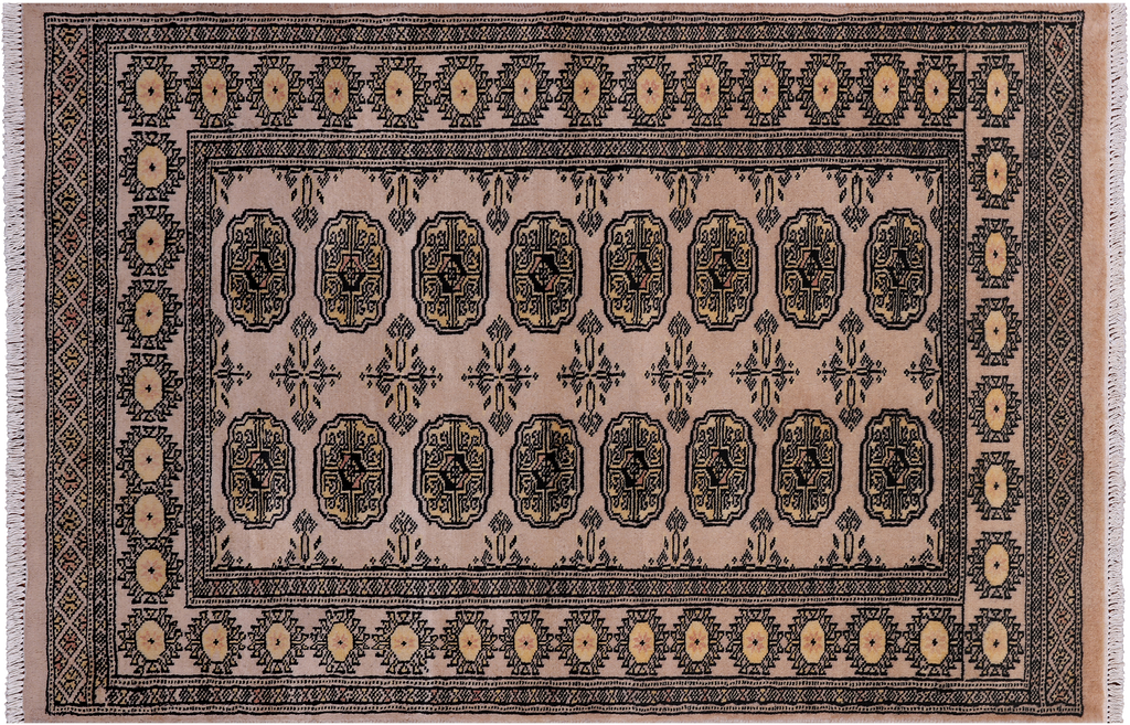 Ivory 3' 1" X 4' 10" Silky Bokhara Hand Knotted Wool Rug - Q24443