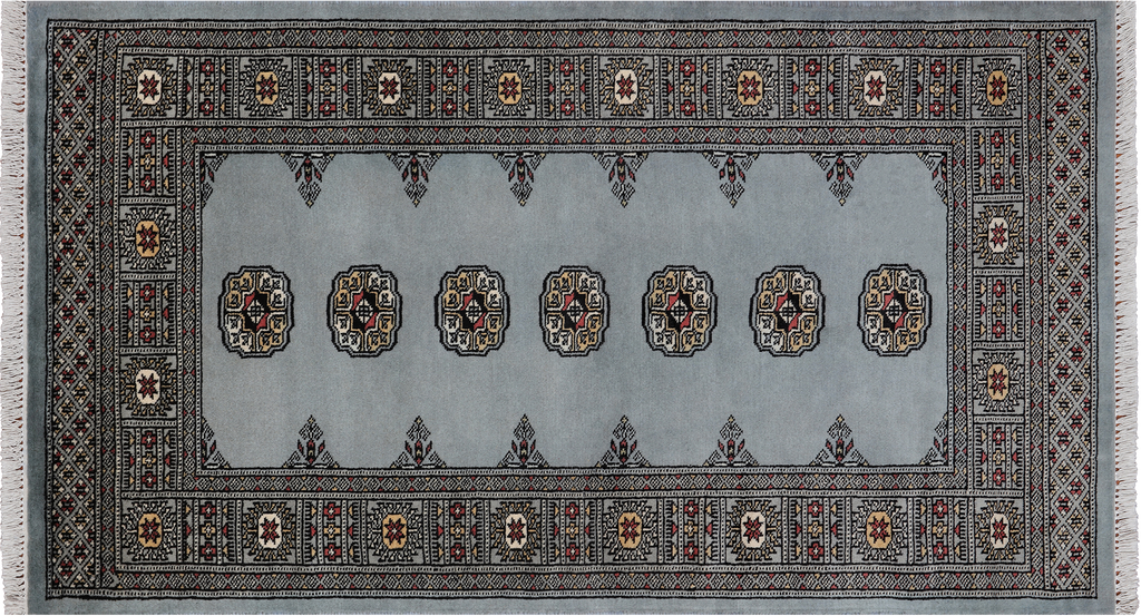 Grey 3' 1" X 5' 4" Silky Bokhara Handmade Wool Rug - Q24444