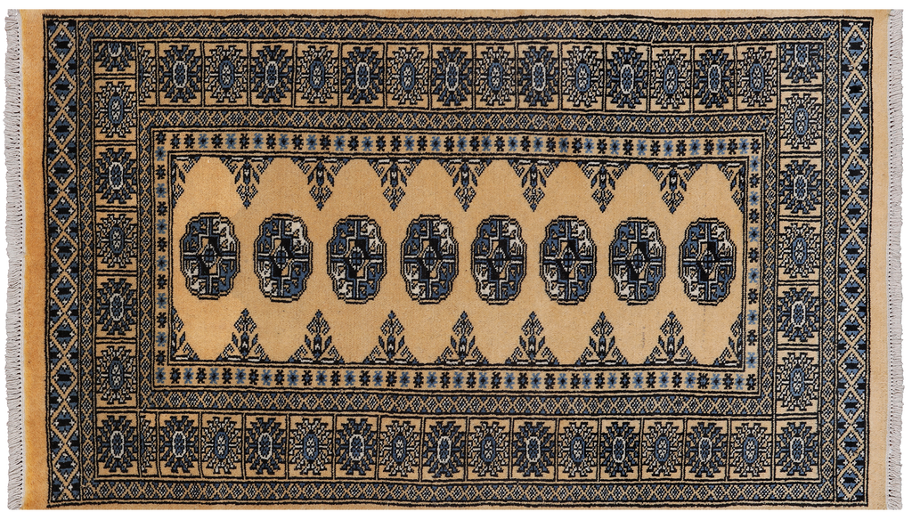 Gold 2' 11" X 5' 0" Silky Bokhara Handmade Wool Rug - Q24447