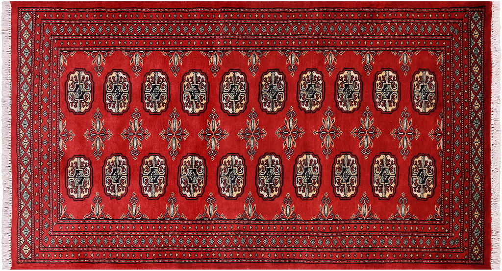 Red 3' 0" X 5' 4" Silky Bokhara Handmade Wool Rug - Q24453