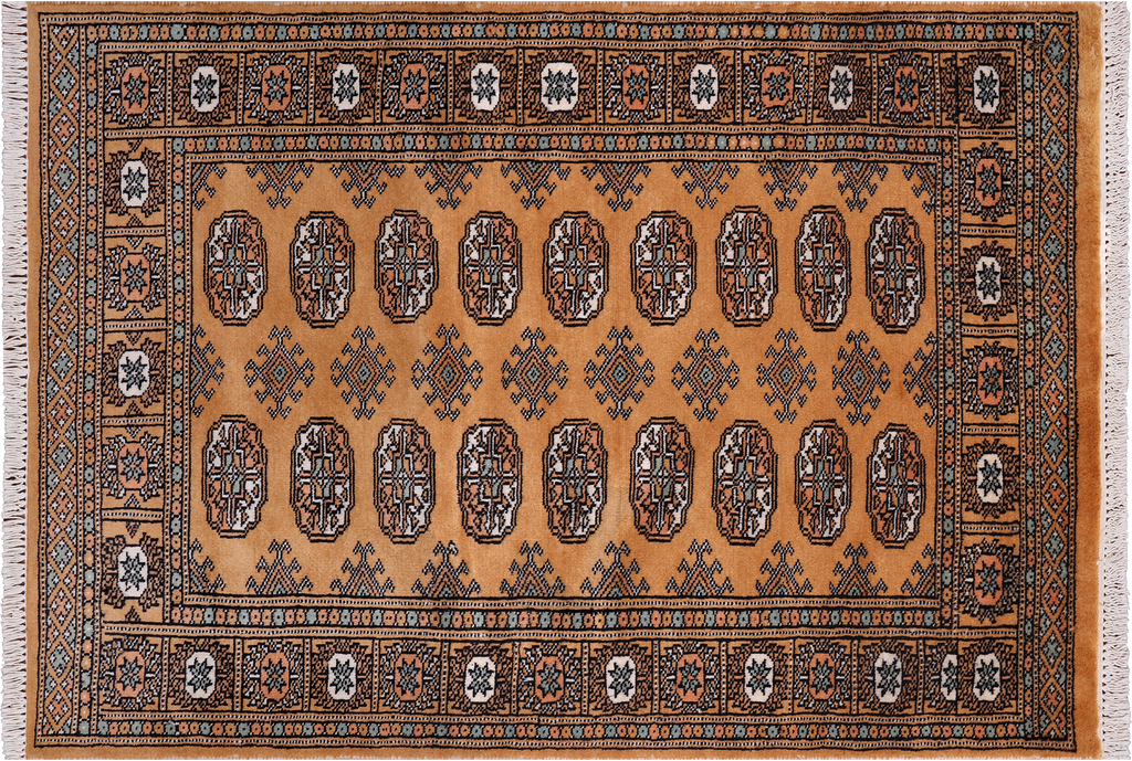 Gold 3' 0" X 4' 4" Silky Bokhara Handmade Wool Rug - Q24457