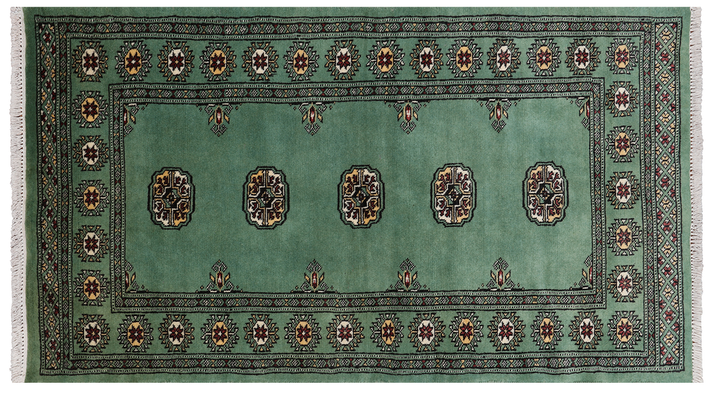 Green 2' 11" X 5' 4" Silky Bokhara Hand-Knotted Wool Rug - Q24463