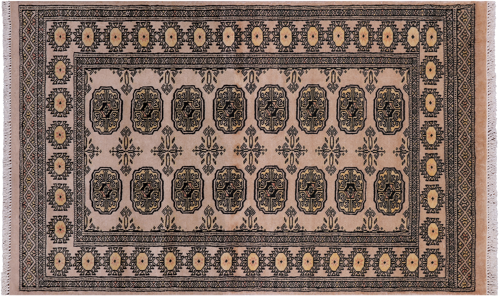 Ivory 3' 0" X 5' 0" Silky Bokhara Hand-Knotted Wool Rug - Q24464