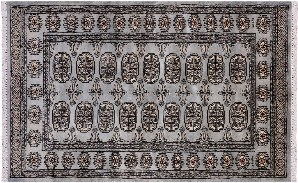 Grey 3' 1" X 5' 1" Silky Bokhara Handmade Wool Rug - Q24466