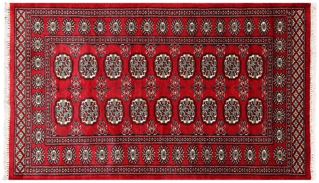 Red 3' 0" X 5' 4" Silky Bokhara Hand Knotted Wool Rug - Q24469
