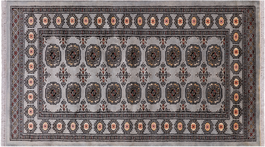 Grey 3' 0" X 5' 4" Silky Bokhara Handmade Wool Rug - Q24471