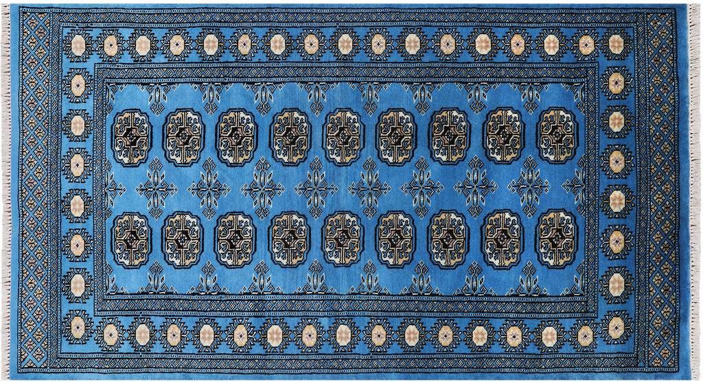 Blue 3' 0" X 5' 6" Silky Bokhara Handmade Wool Runner Rug - Q24482