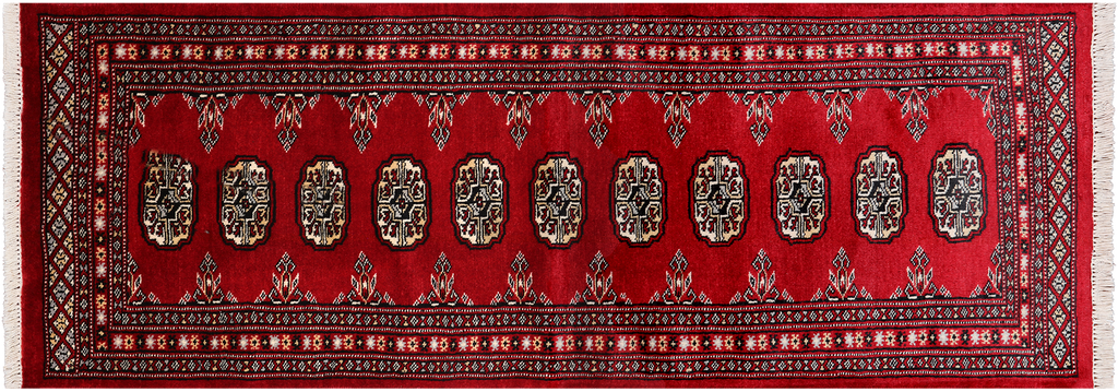 Red 2' 0" X 5' 10" Silky Bokhara Hand Knotted Wool Runner Rug - Q24510