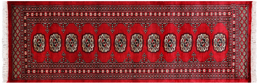 Red 2' 1" X 6' 3" Runner Silky Bokhara Hand-Knotted Wool Rug - Q24523