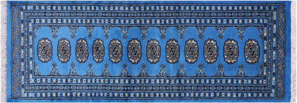 Blue 2' 1" X 6' 0" Silky Bokhara Handmade Wool Runner Rug - Q24533
