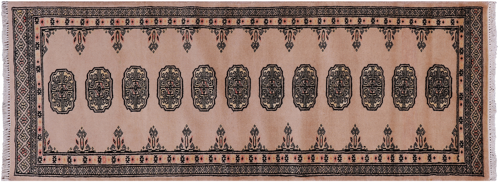 Ivory 2' 0" X 5' 5" Runner Silky Bokhara Handmade Wool Rug - Q24544