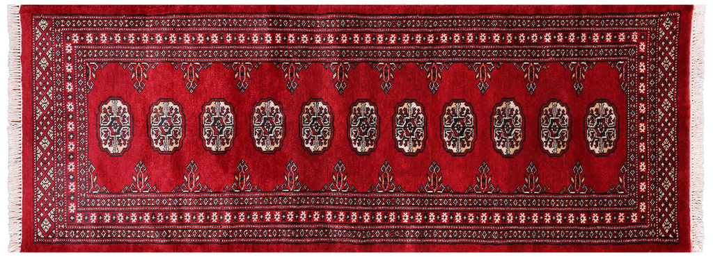 Red 2' 1" X 5' 7" Runner Silky Bokhara Handmade Wool Rug - Q24548