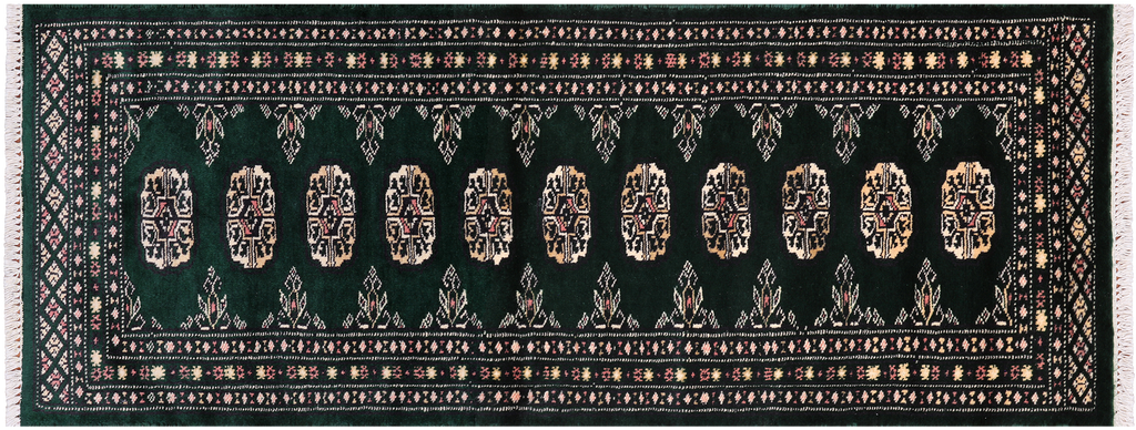 Green 2' 0" X 5' 2" Silky Bokhara Hand Knotted Wool Runner Rug - Q24551
