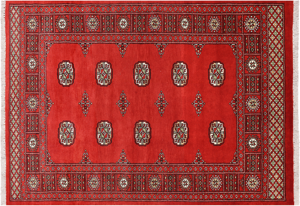 Rust 4' 1" X 5' 10" Silky Bokhara Hand-Knotted Wool Rug - Q24560