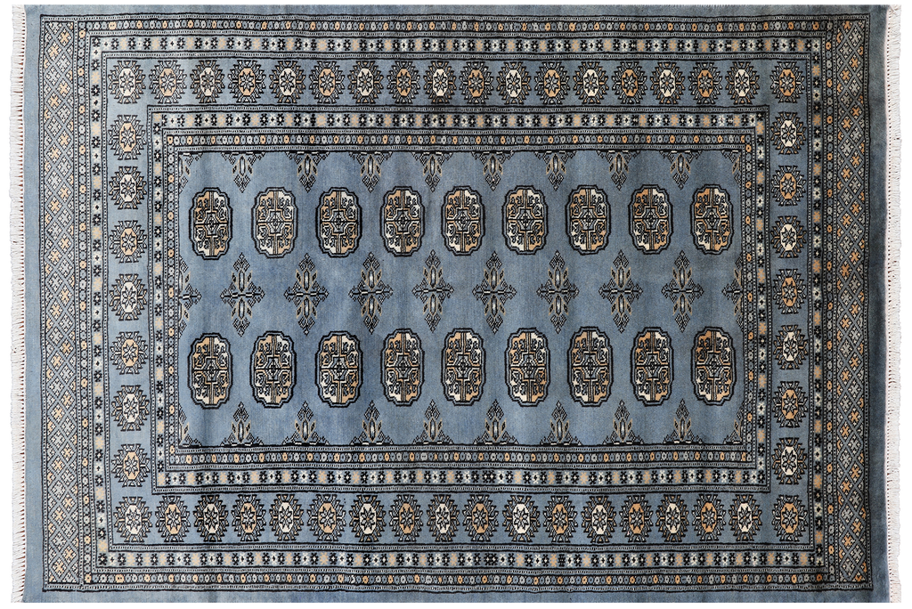 Blue 4' 0" X 5' 10" Silky Bokhara Handmade Wool - Q24561