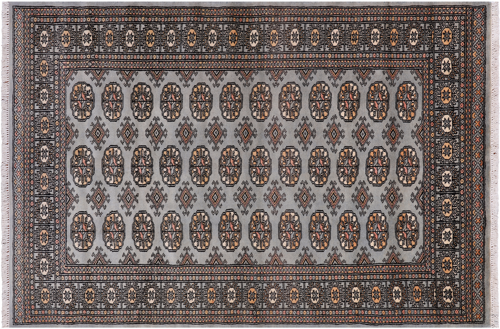 Grey 3' 11" X 5' 11" Silky Bokhara Handmade Wool Rug - Q24572
