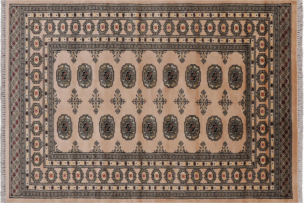 Beige 4' 1" X 6' 1" Silky Bokhara Handmade Wool Rug - Q24575