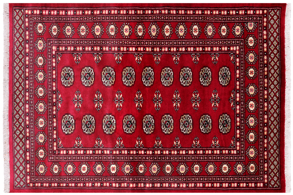 Red 4' 1" X 6' 0" Silky Bokhara Handmade Wool Rug - Q24584