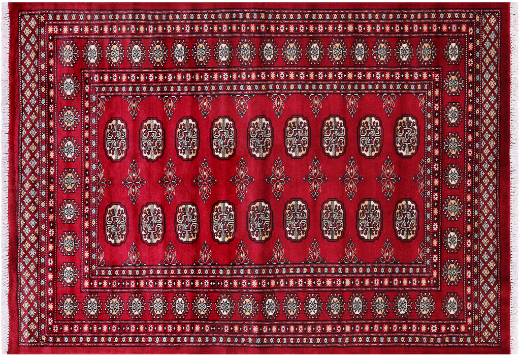 Red 4' 2" X 6' 0" Silky Bokhara Handmade Wool Rug - Q24587