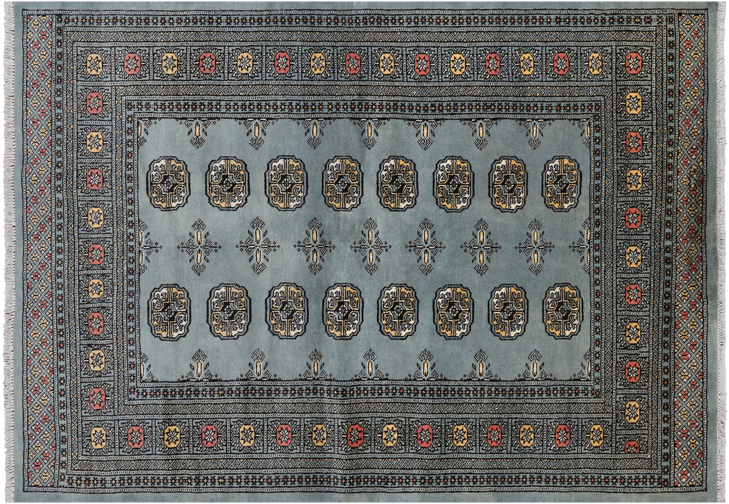 Grey 4' 6" X 6' 3" Silky Bokhara Hand-Knotted Wool Rug - Q24590