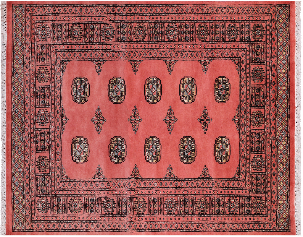 Pink 4' 8" X 5' 9" Silky Bokhara Hand Knotted Wool Rug - Q24592