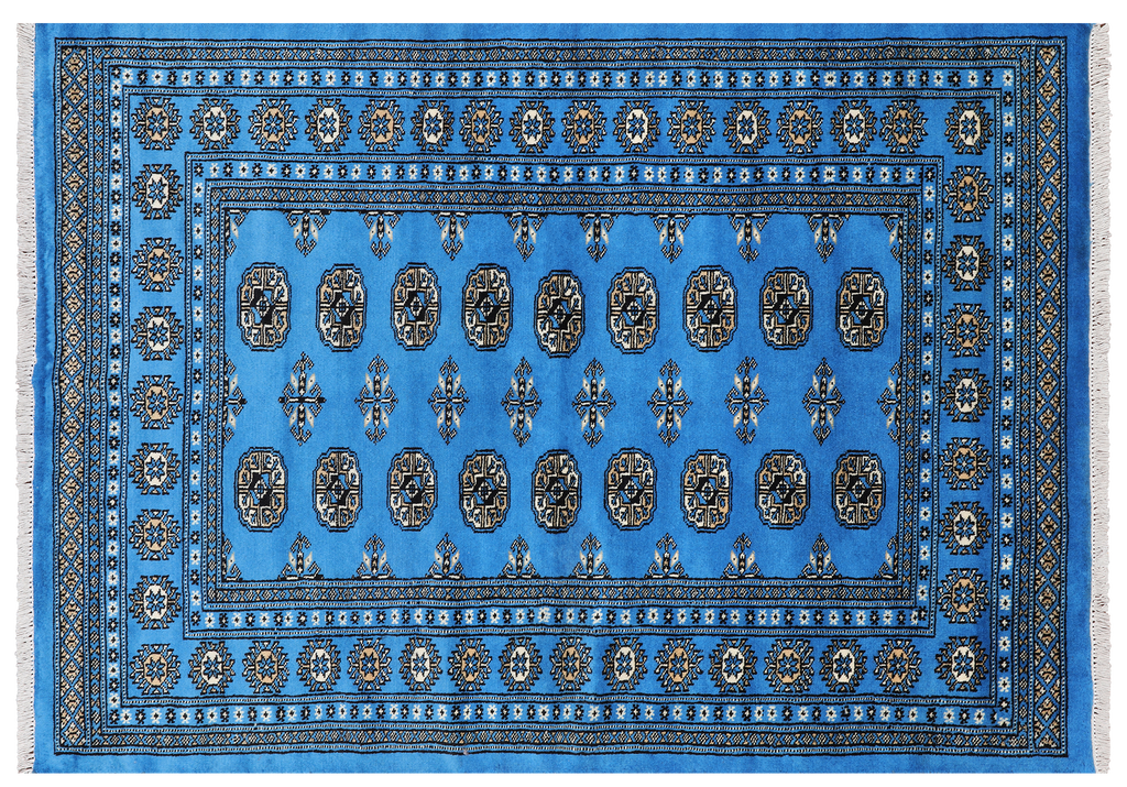 Blue 4' 7" X 6' 4" Silky Bokhara Handmade Wool Rug - Q24602