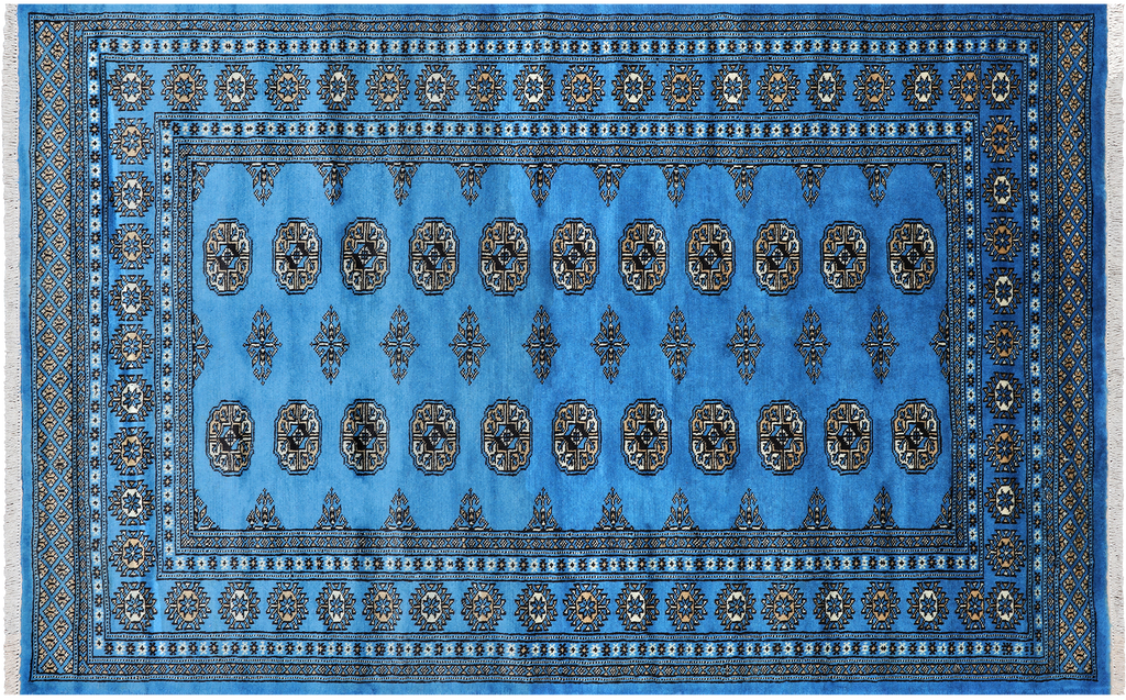 Blue 4' 6" X 7' 0" Silky Bokhara Handmade Wool Rug - Q24606