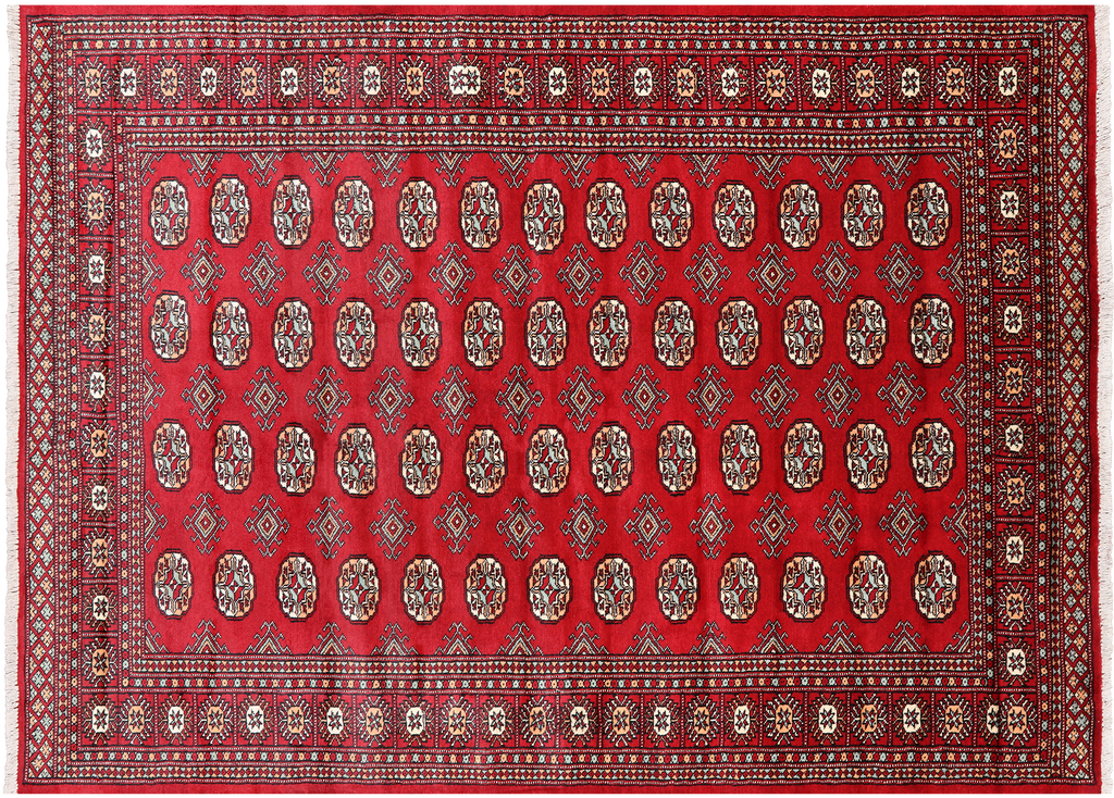Red 5' 7" X 7' 10" Silky Bokhara Hand-Knotted Wool Rug - Q24624