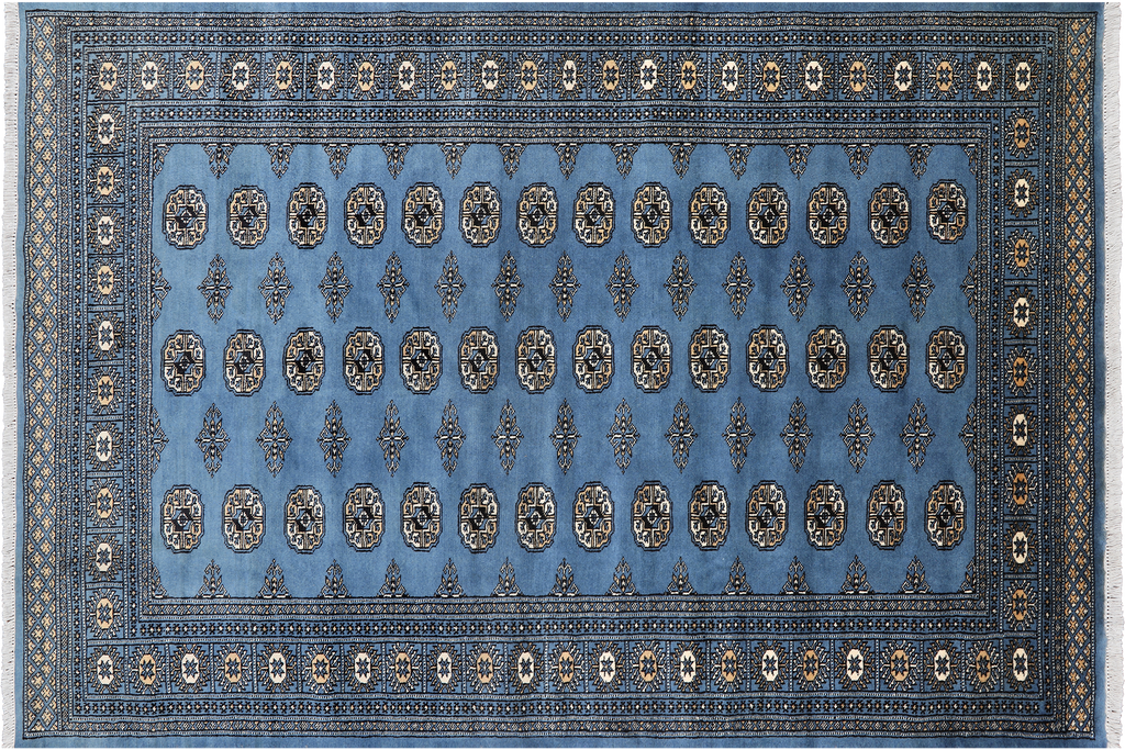 Blue 5' 7" X 8' 0" Silky Bokhara Handmade Wool Rug - Q24625