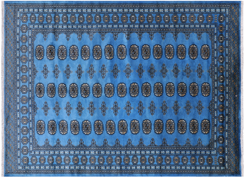 Blue 5' 7" X 7' 9" Silky Bokhara Hand Knotted Wool Rug - Q24627