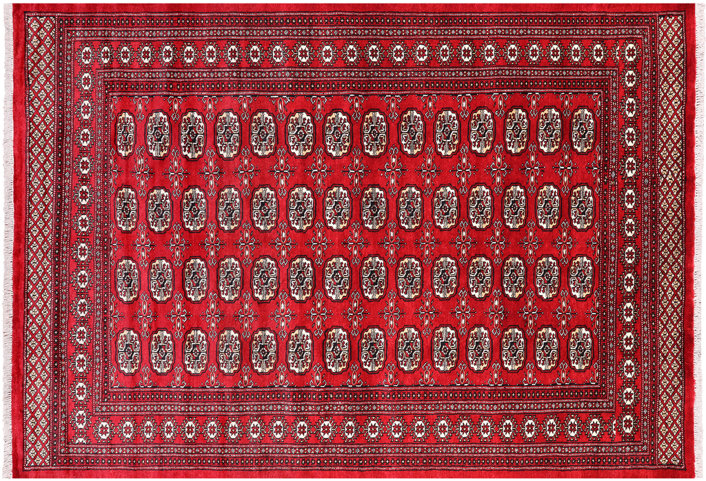 Red 5' 7" X 7' 11" Silky Bokhara Hand-Knotted Wool Rug - Q24630