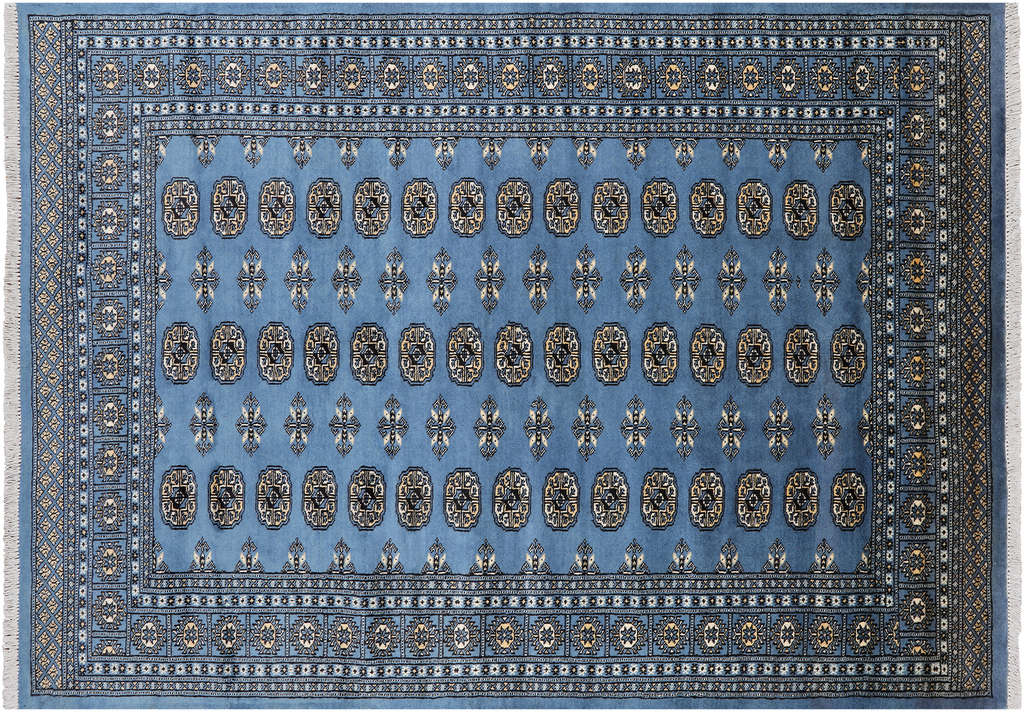 Blue 5' 7" X 7' 10" Silky Bokhara Handmade Wool Rug - Q24635