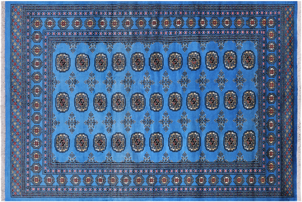 Blue 5' 7" X 8' 5" Silky Bokhara Handmade Wool Rug - Q24637