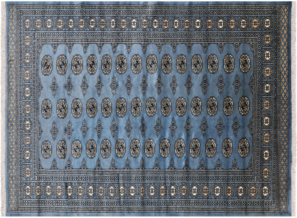 Blue 5' 7" X 7' 11" Silky Bokhara Hand-Knotted Wool Rug - Q24640
