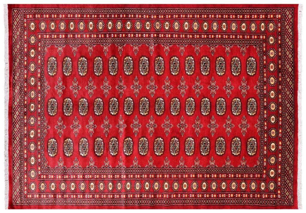 Red 5' 8" X 8' 0" Silky Bokhara Hand Knotted Wool Rug - Q24641